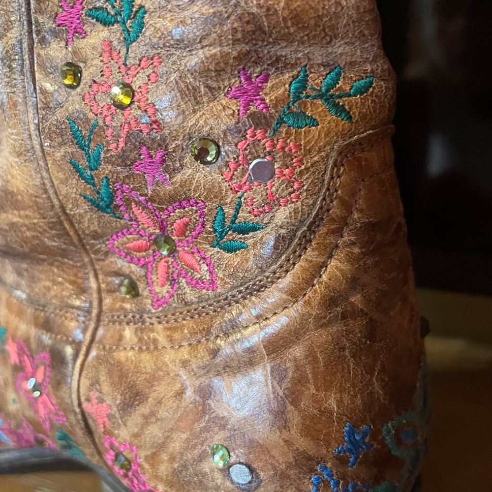 Old Gringo Brown Floral Embroidered cowboy Boots please read description - Picture 4 of 5